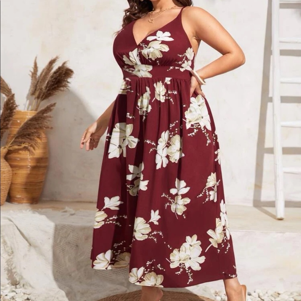 Boho floral print crisscross back cami maxi dress - Picture 5 of 5
